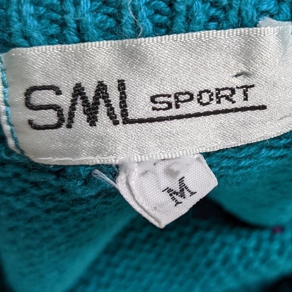 Vintage SML Sport blue paisley short sleeve sweater M - Picture 4 of 6